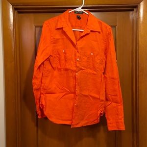Orange Linen Lauren Blouse